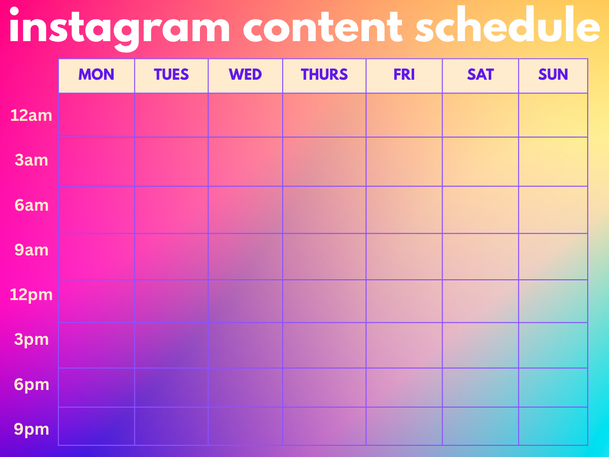 instagram content schedule freebie