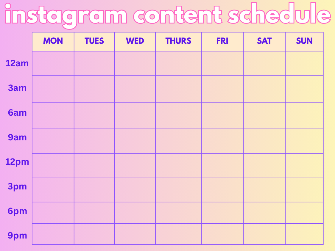 free instagram content schedule planner