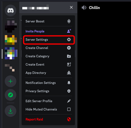 discord server settings menu