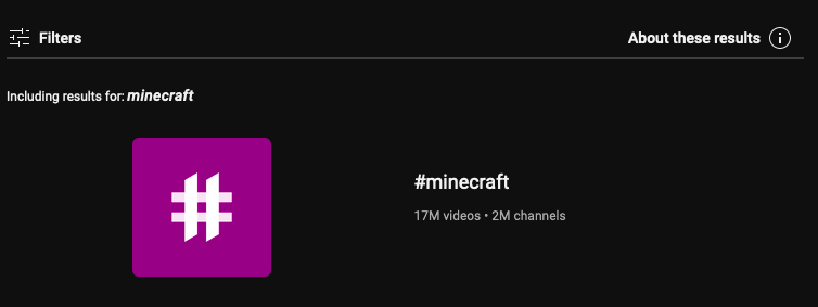 youtube hashtag results