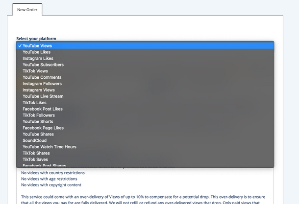 qqtube new order page menu 1