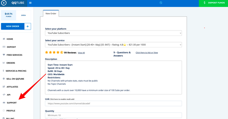 qqtube contact support customer dashboard