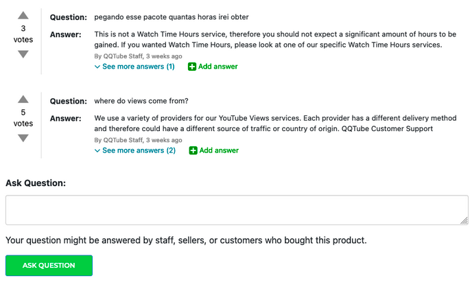 qqtube ask customer questions