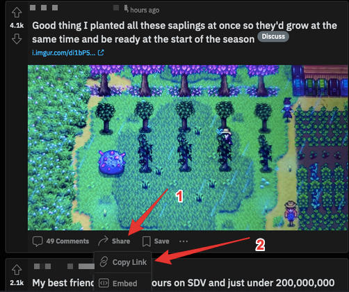 Reddit share post optoin