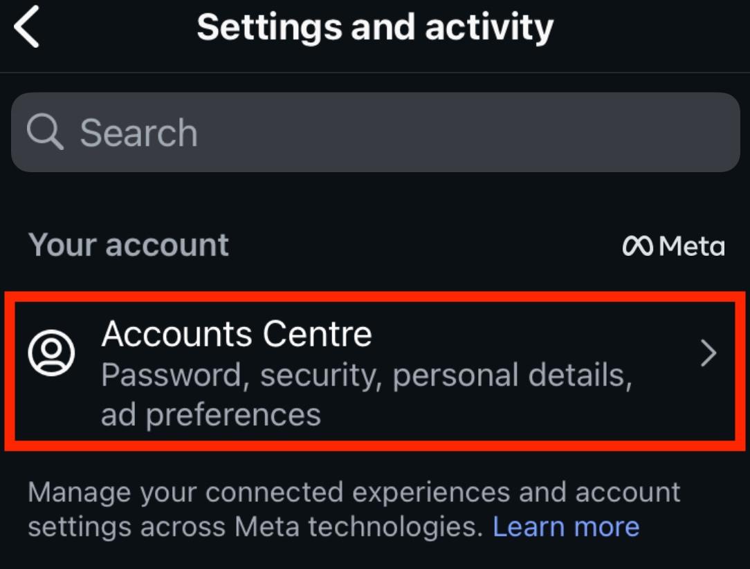 instagram accounts center