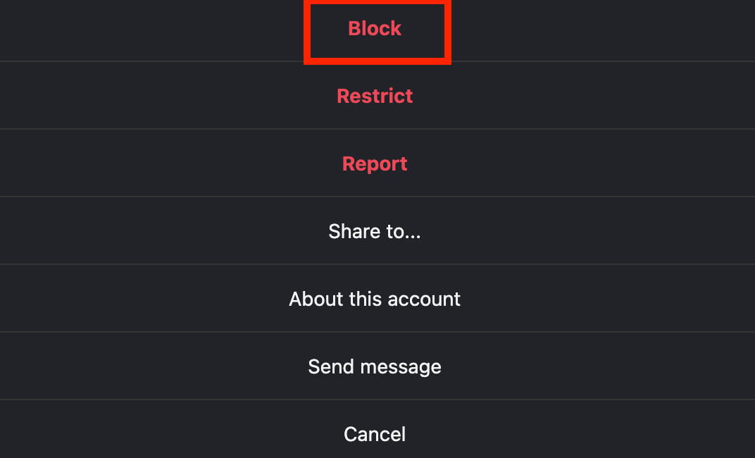 instagram block user