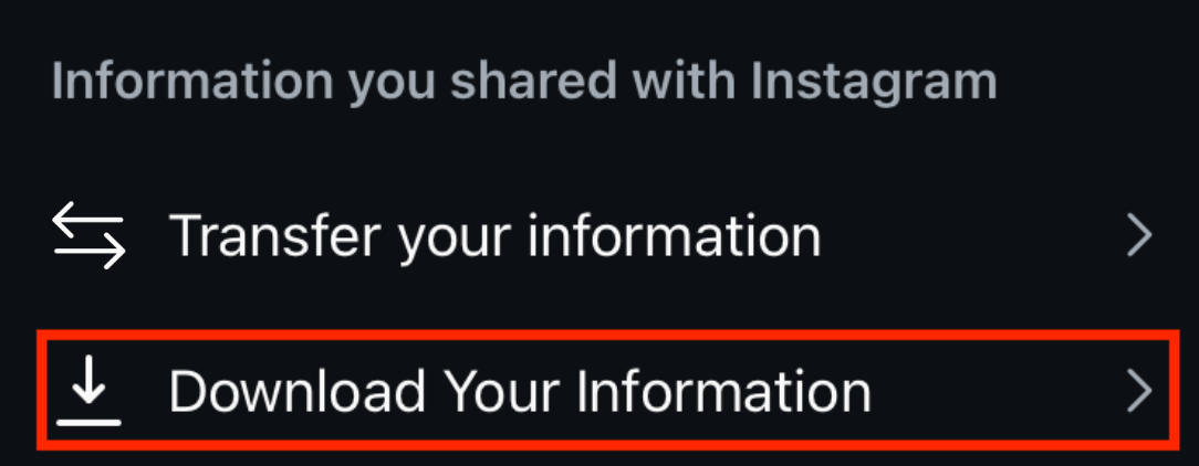 instagram download information