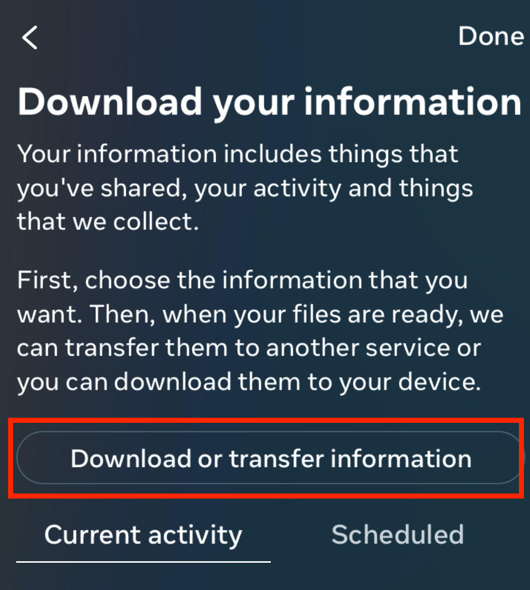 instagram download information