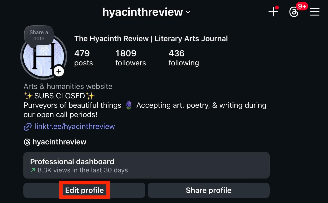 instagram edit profile