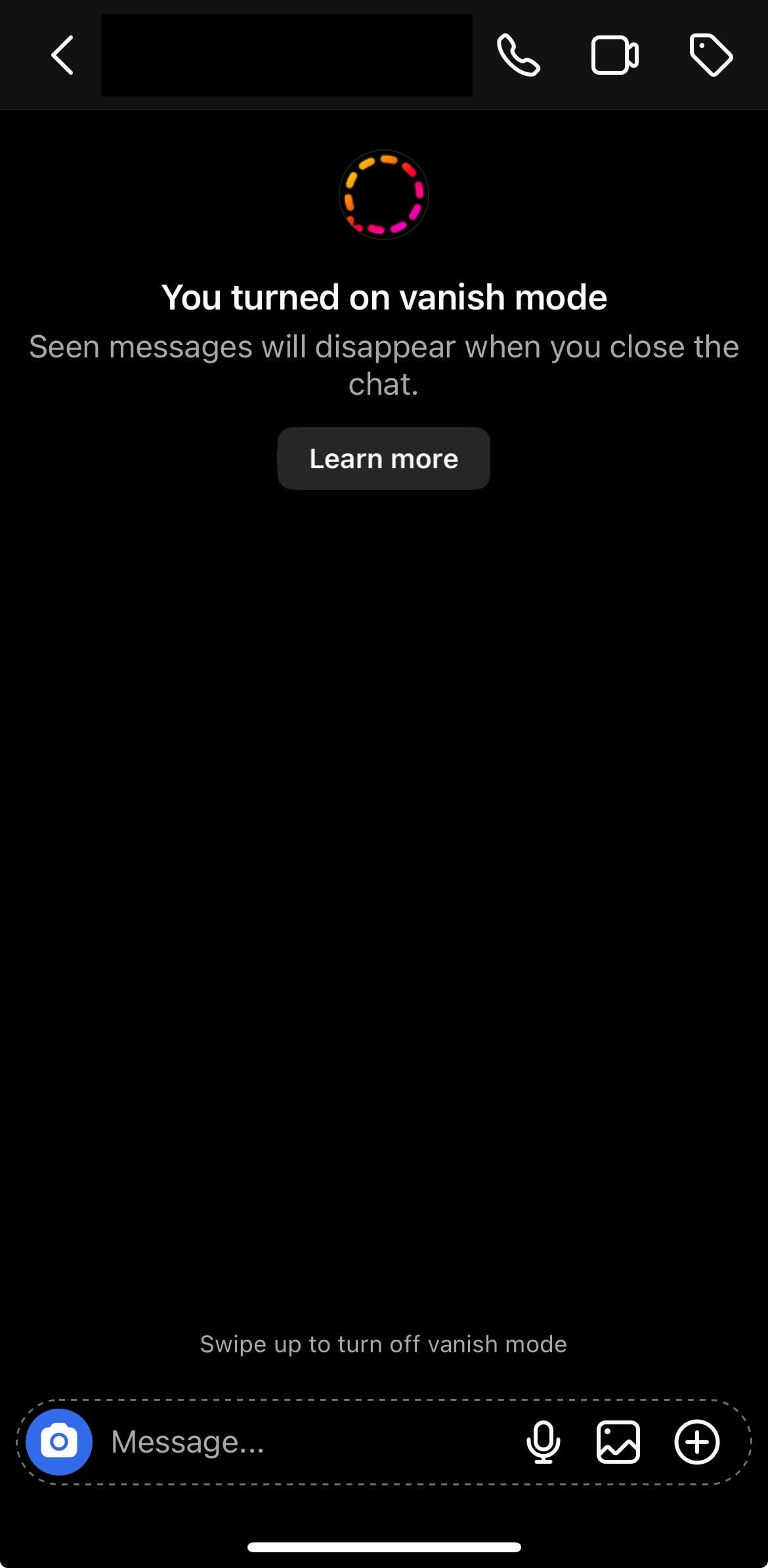 instagram vanish mode on