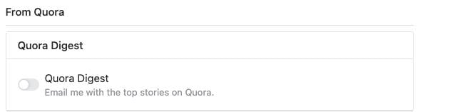 quora digest toggle off