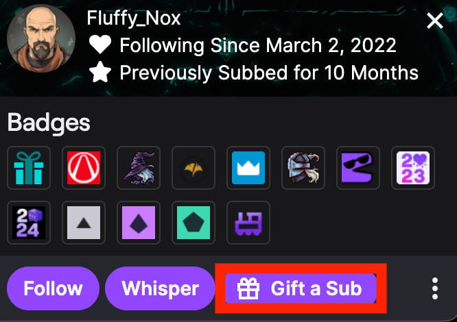 twitch gift a sub button