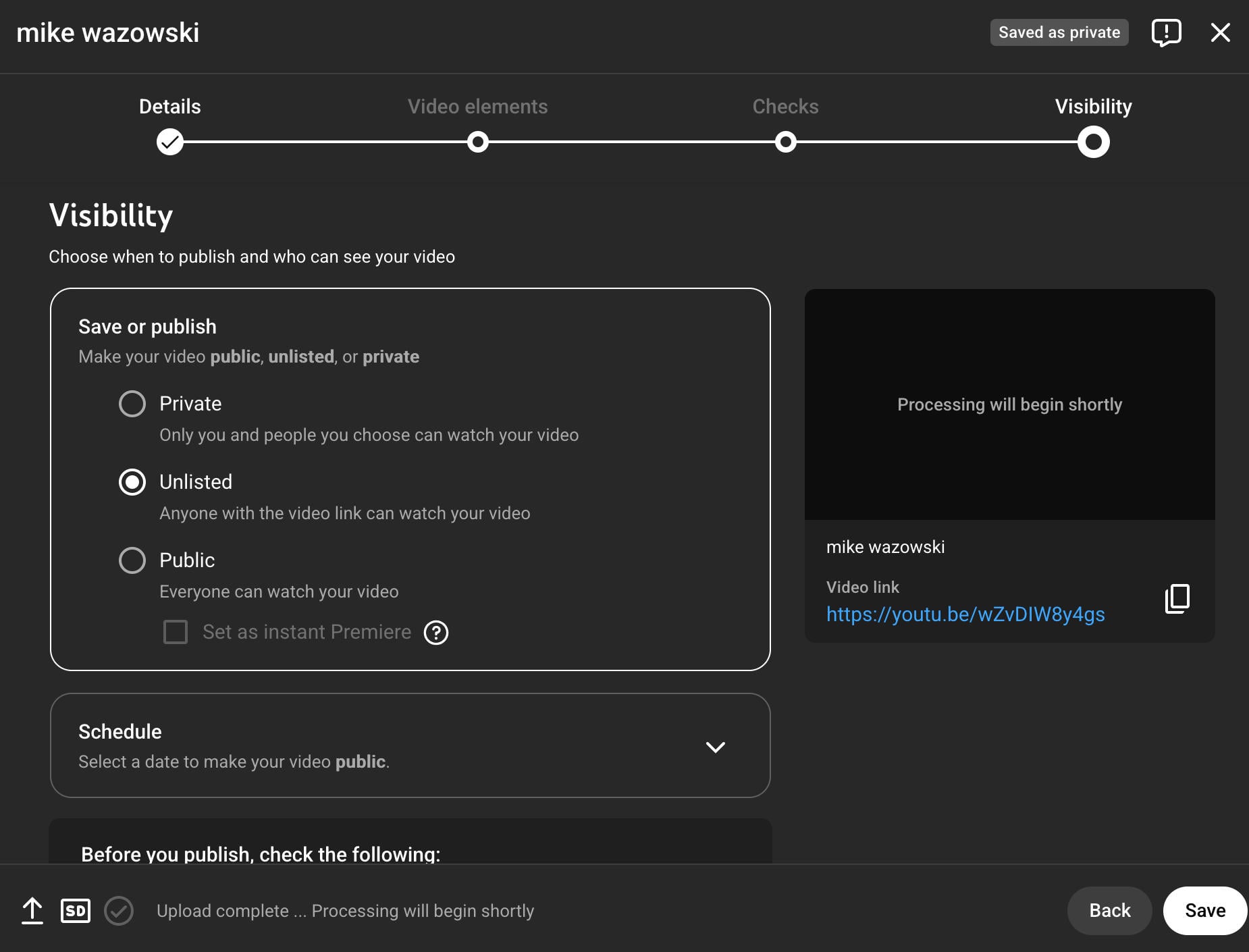 youtube visibility page
