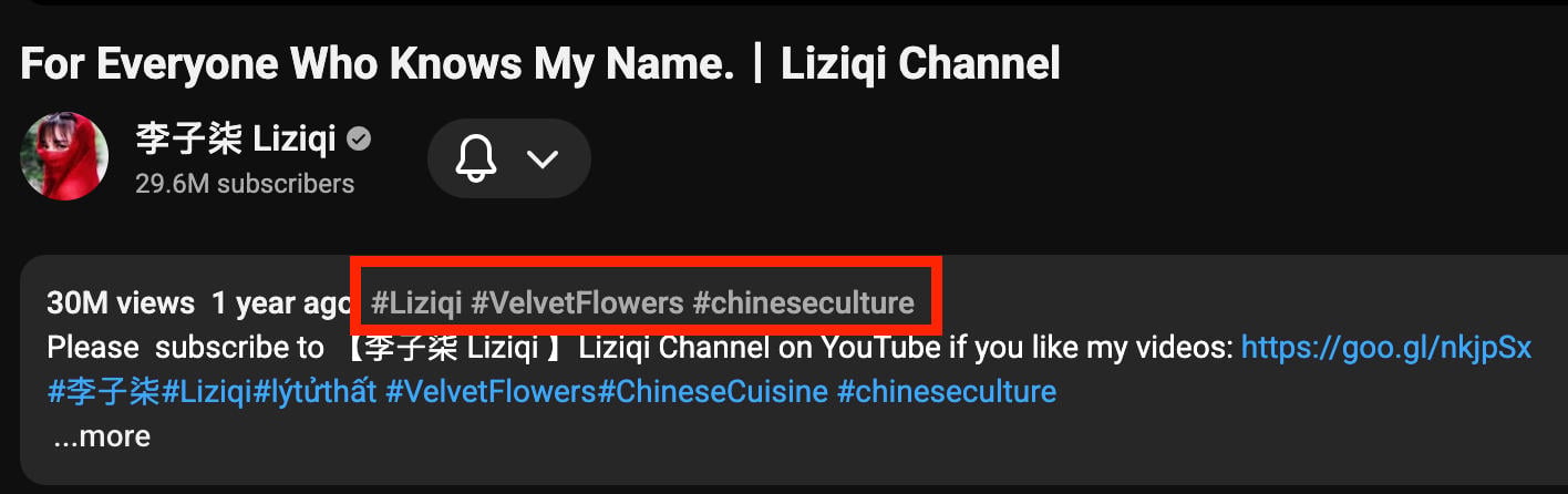 youtube video tags example