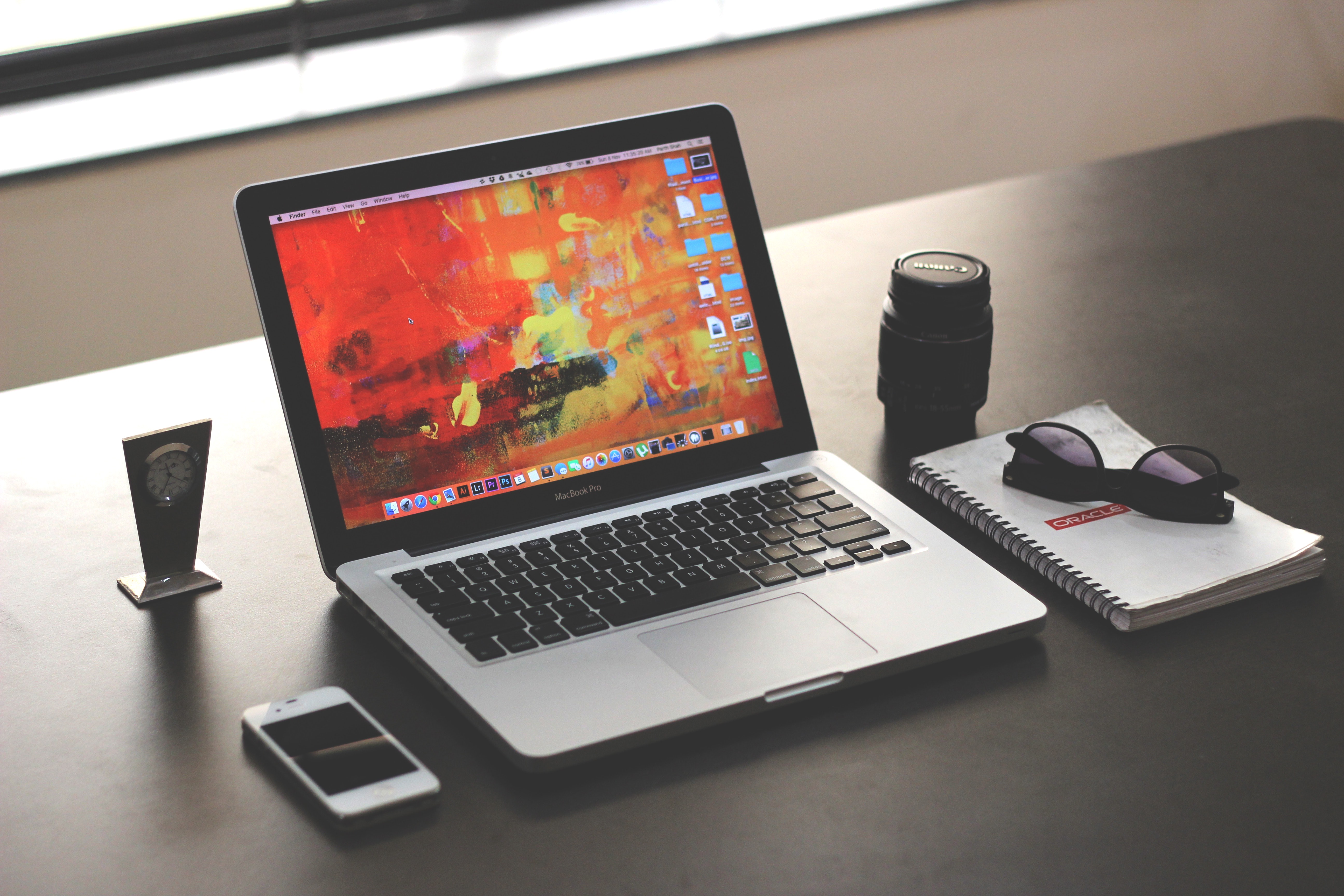 Laptop computer setup on desk
