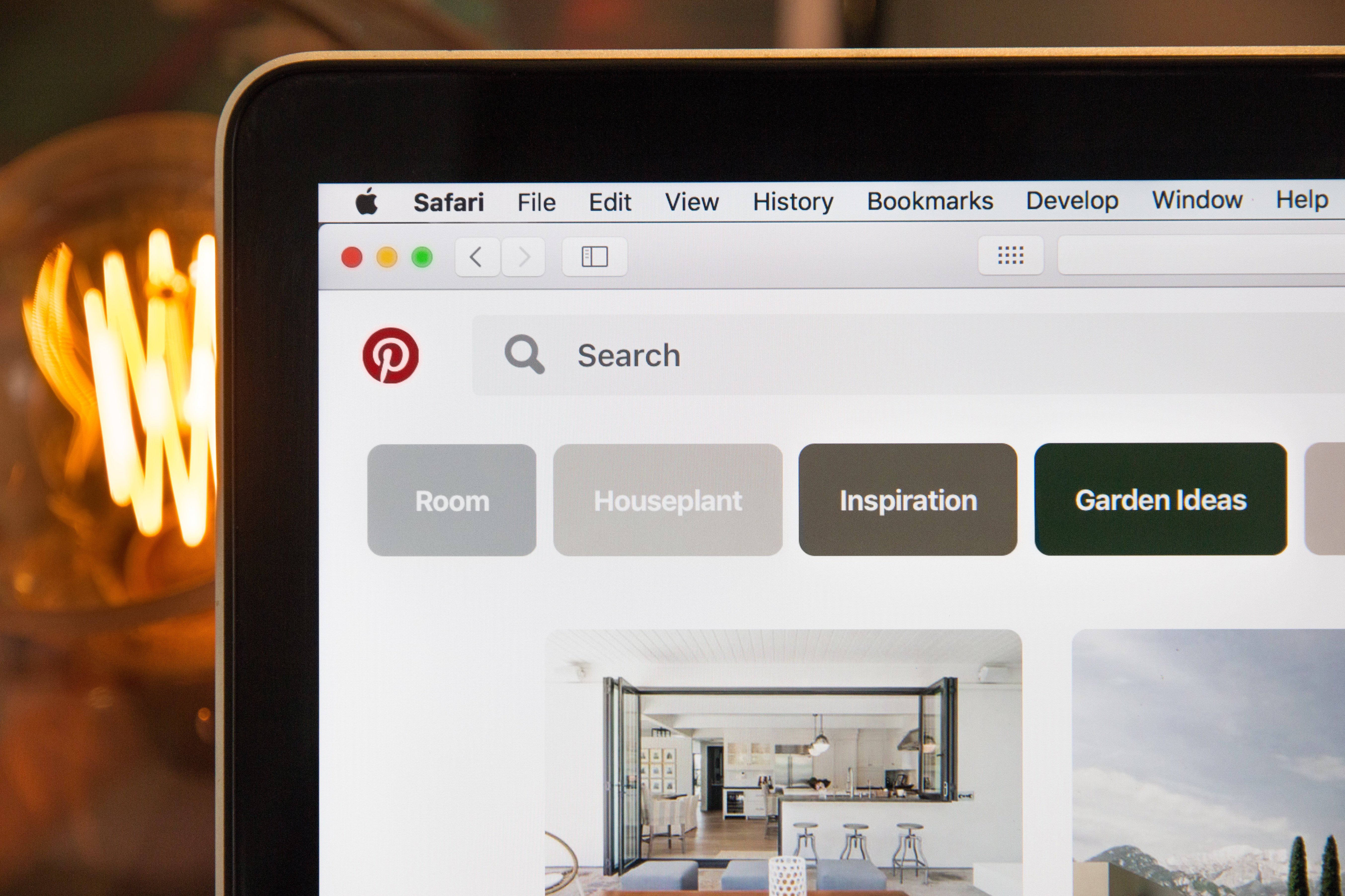 Pinterest homepage on laptop computer